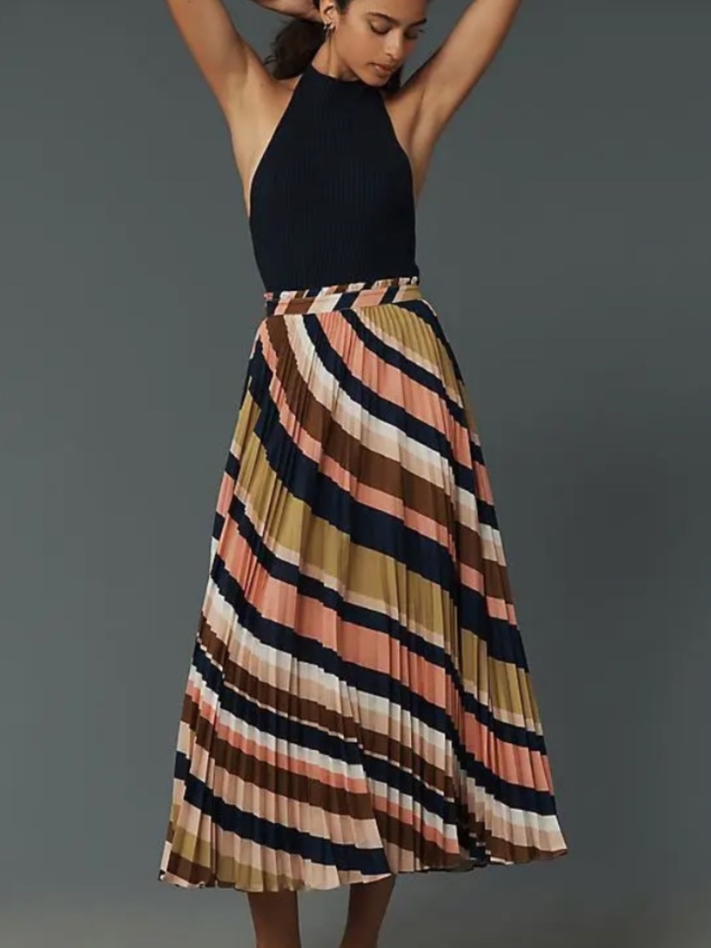 Anthropologie Maeve Isobel Pleated Midi Maxi Skirt - Size L P